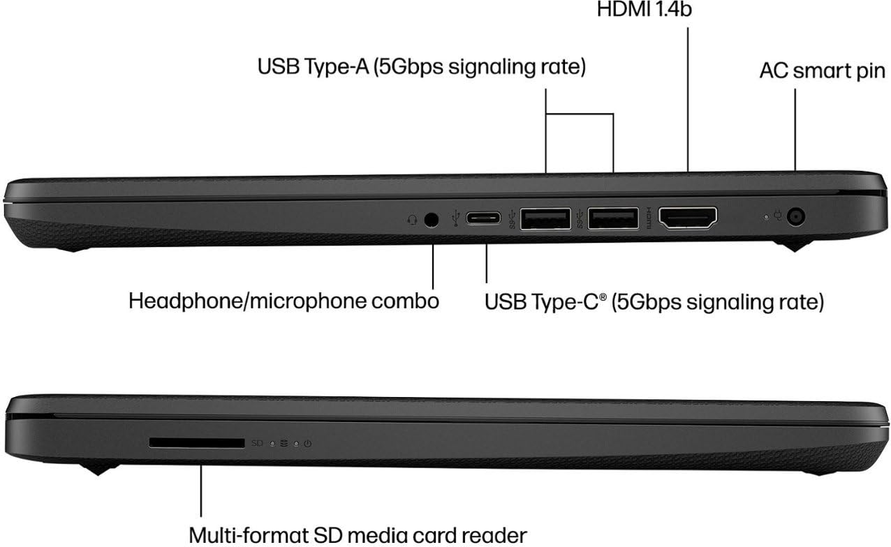 HP 14 Premium HD Portable Laptop Computer Students Business, Quad-Core Intel Celeron Processor, 16GB RAM, 384GB Storage(128GB eMMC+256GB SD Card), 1 Year Office 365, HDMI, Win 11 w/KW Accessories