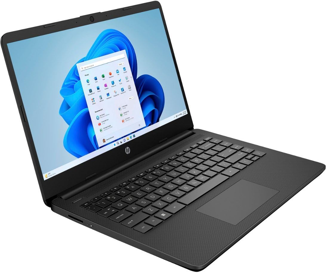 HP 14 Premium HD Portable Laptop Computer Students Business, Quad-Core Intel Celeron Processor, 16GB RAM, 384GB Storage(128GB eMMC+256GB SD Card), 1 Year Office 365, HDMI, Win 11 w/KW Accessories