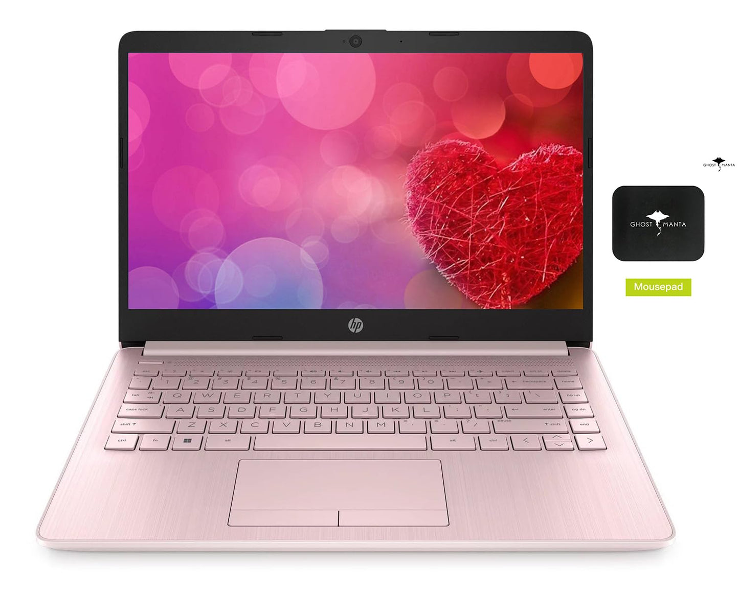 HP 14 Premium HD Portable Laptop Computer Students Business, Quad-Core Intel Celeron Processor, 16GB RAM, 384GB Storage(128GB eMMC+256GB SD Card), 1 Year Office 365, HDMI, Win 11 w/KW Accessories