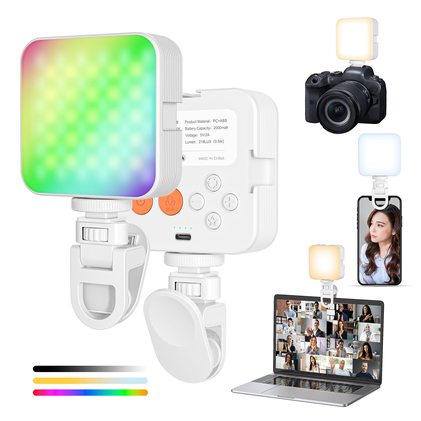 Camera pocket light atmosphere mini RGB mobile phone fill light live VLOG video conference photography light