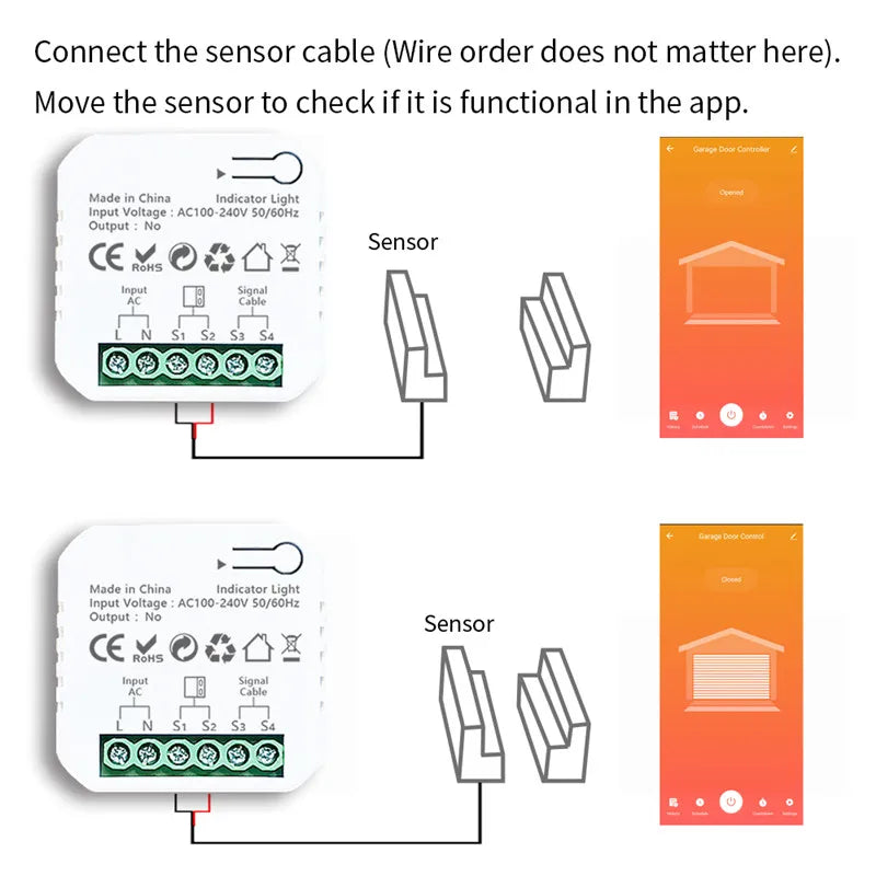 ZigBee Garage Door Opener Dry Contact Tuya Smart Life App Remote Control Supports Alexa Google Home Zigbee2MQTT Gateway Needed