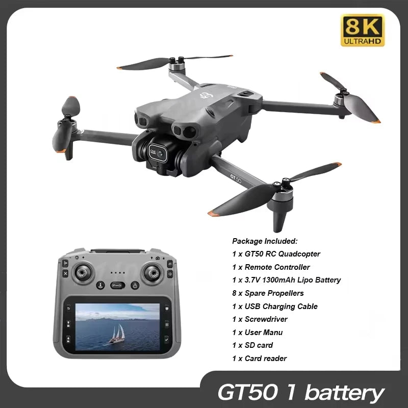 2026 8/6K FPV Dual Camera 3-Axis Gimbal 10KM GPS Obstacle Avoidance RC Quadcopter For Kids Gift New GT50 PRO Professional Drone