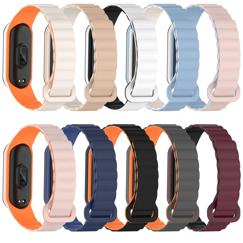 Magnetic silicone strap for Xiaomi Mi Band 8 7 6 5 4 Bracelet Wristband for Mi Band 7 Belt Mi Band 6 5 Strap Mi Band 7 4 3 Band