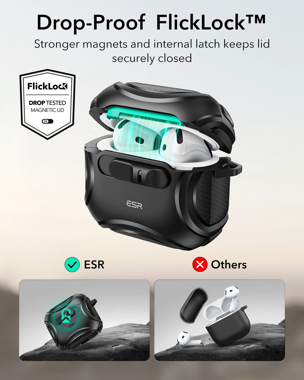 ESR for AirPods 4th Generation Case (HaloLock) Protective MagSafeCase cover for AirPods 4 2024 HaloLock Armor Tough case