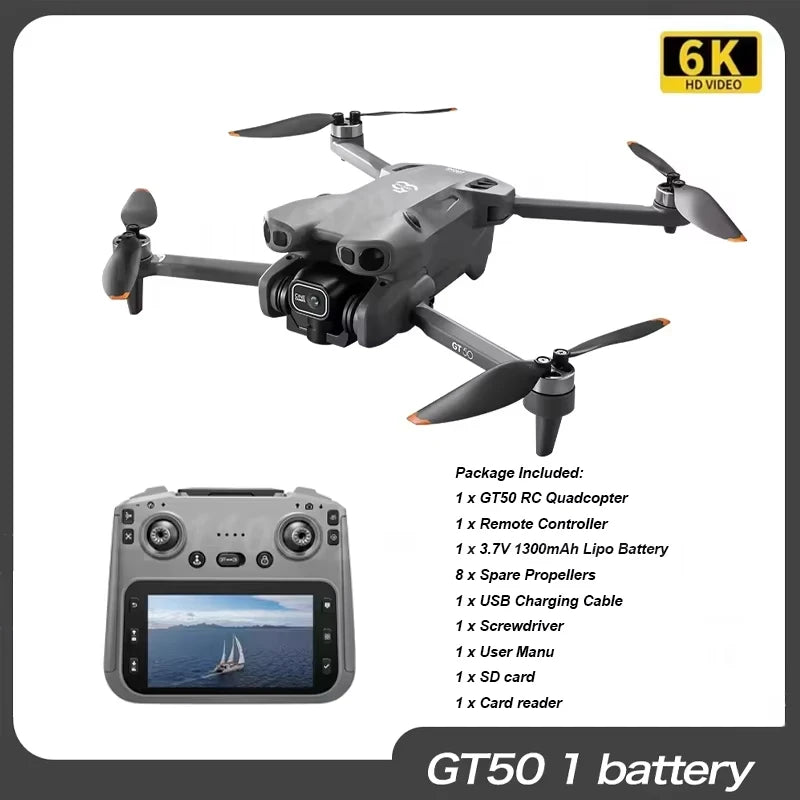 2026 8/6K FPV Dual Camera 3-Axis Gimbal 10KM GPS Obstacle Avoidance RC Quadcopter For Kids Gift New GT50 PRO Professional Drone