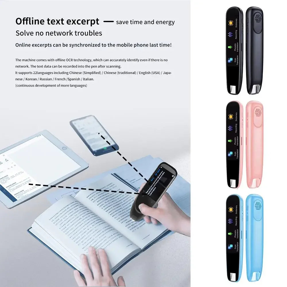 Smart AI Scan Reader Portable Voice Translator Scanner Pen WIFI AI Voice 112 Languages Translator for Dyslexia Autism