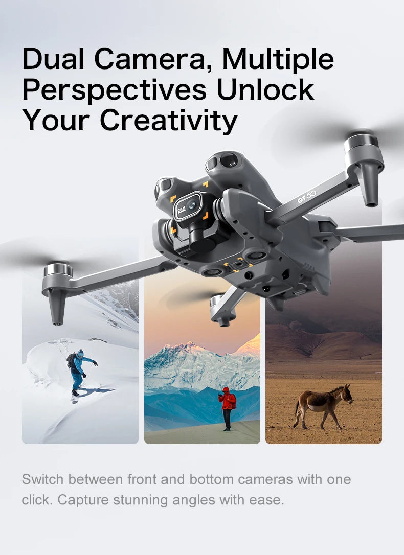 2026 8/6K FPV Dual Camera 3-Axis Gimbal 10KM GPS Obstacle Avoidance RC Quadcopter For Kids Gift New GT50 PRO Professional Drone