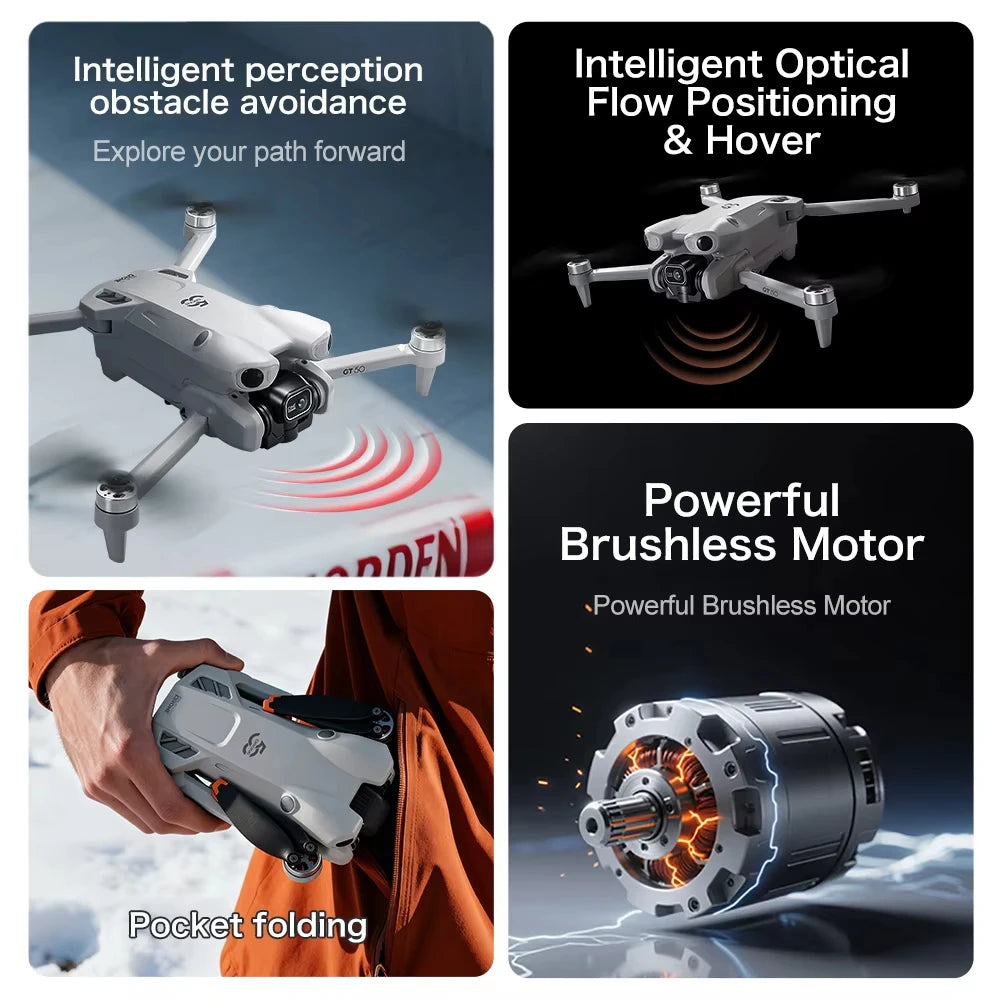 2026 8/6K FPV Dual Camera 3-Axis Gimbal 10KM GPS Obstacle Avoidance RC Quadcopter For Kids Gift New GT50 PRO Professional Drone