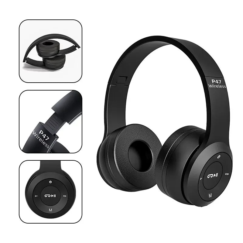 Stereo P47 Headset 5.0 Bluetooth Headset Folding Series Wireless Sports Game Headset for iPhone XiaoMi