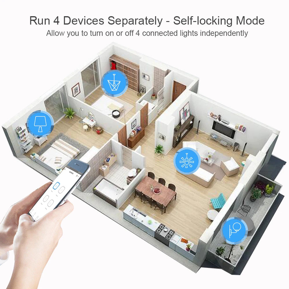 4CH Tuya Relay Module AC/DC 7-32V AC 220V 10A Smart Wifi Switch 4 Channels RF433 Receiver Work With Vioce Alexa Google Home