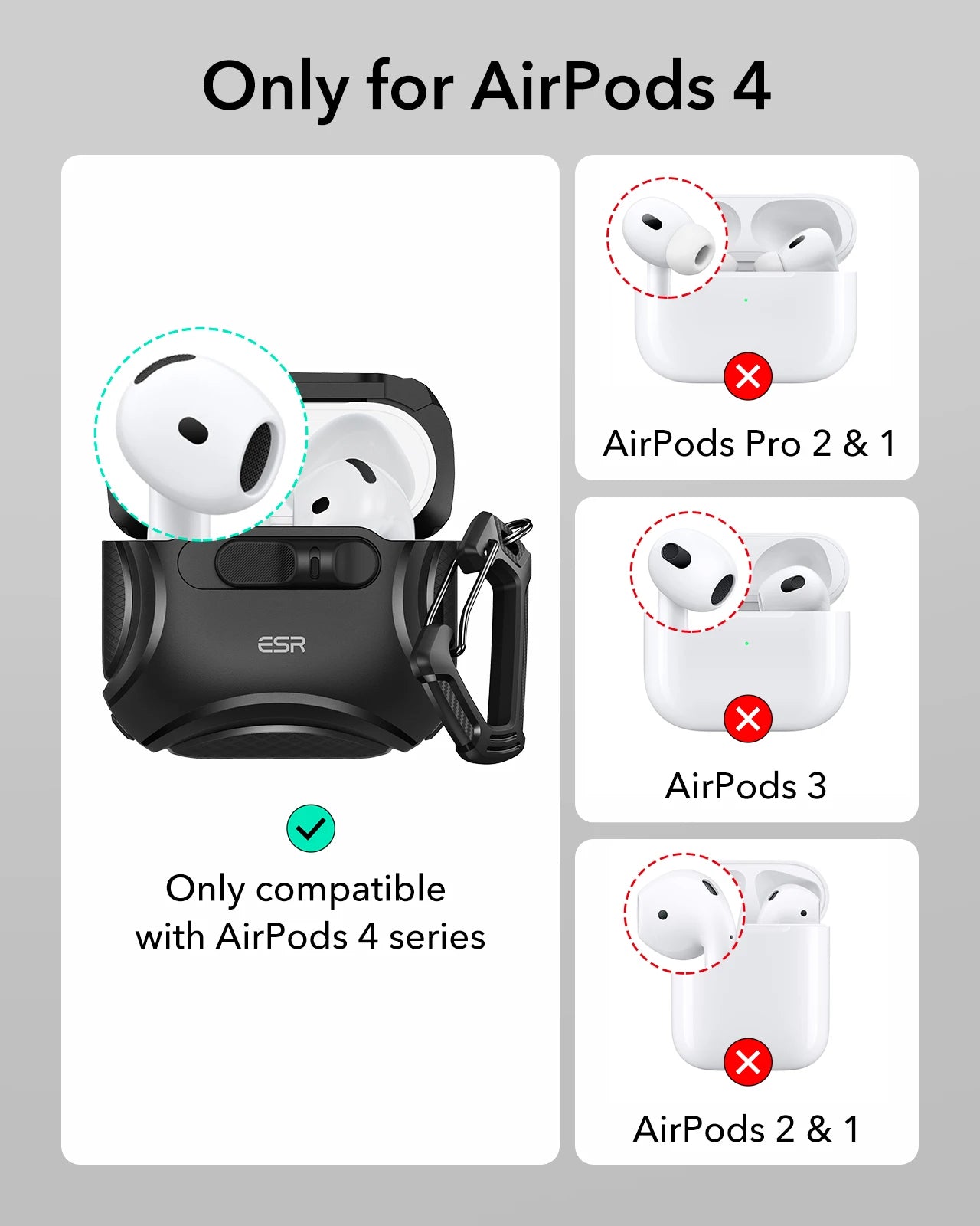 ESR for AirPods 4th Generation Case (HaloLock) Protective MagSafeCase cover for AirPods 4 2024 HaloLock Armor Tough case