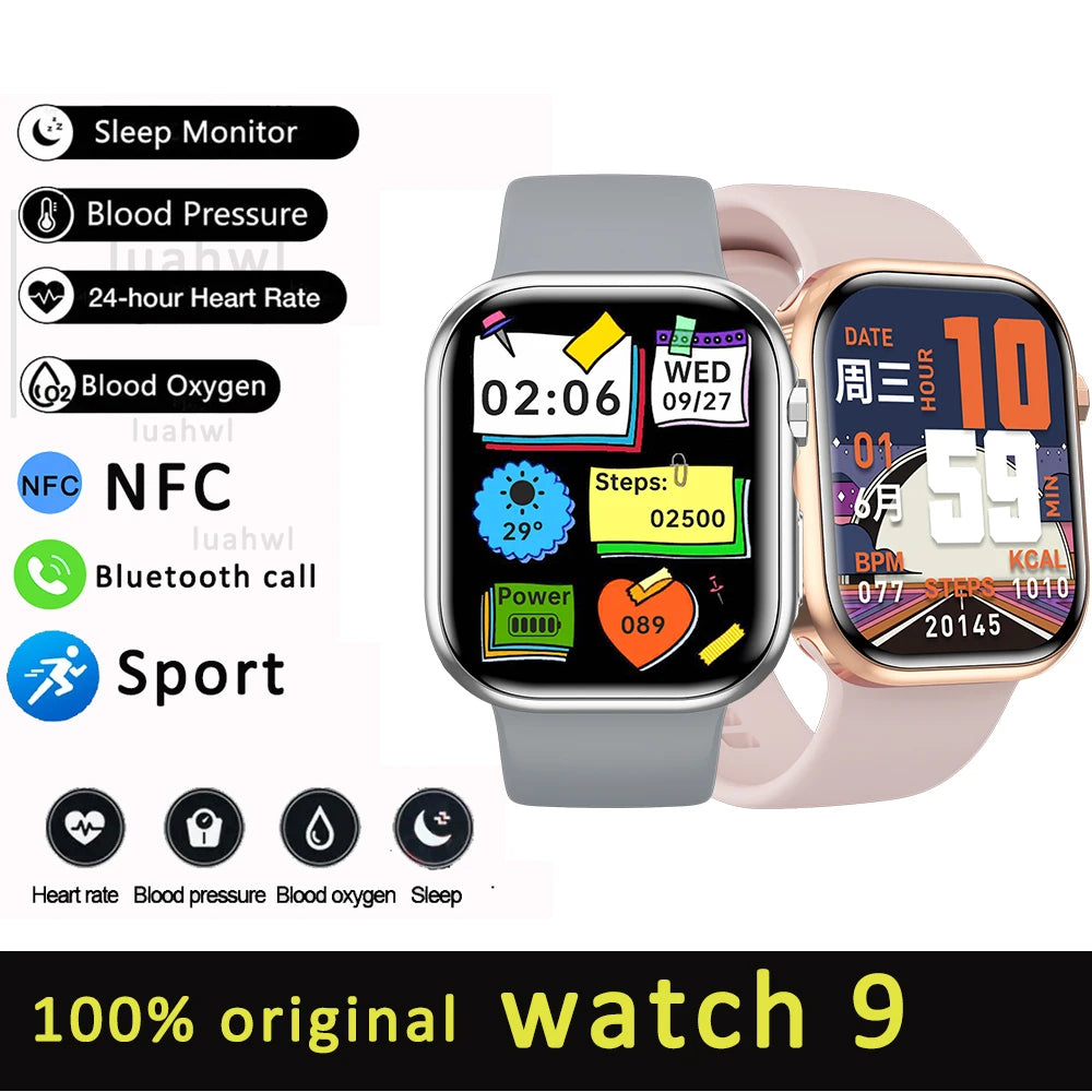 New Smart Watch Women Series 9 NFC Smartwatch Men BT Call Waterproof Wireless Charging HD Screen Fitness trajectory IW9 Watch 9