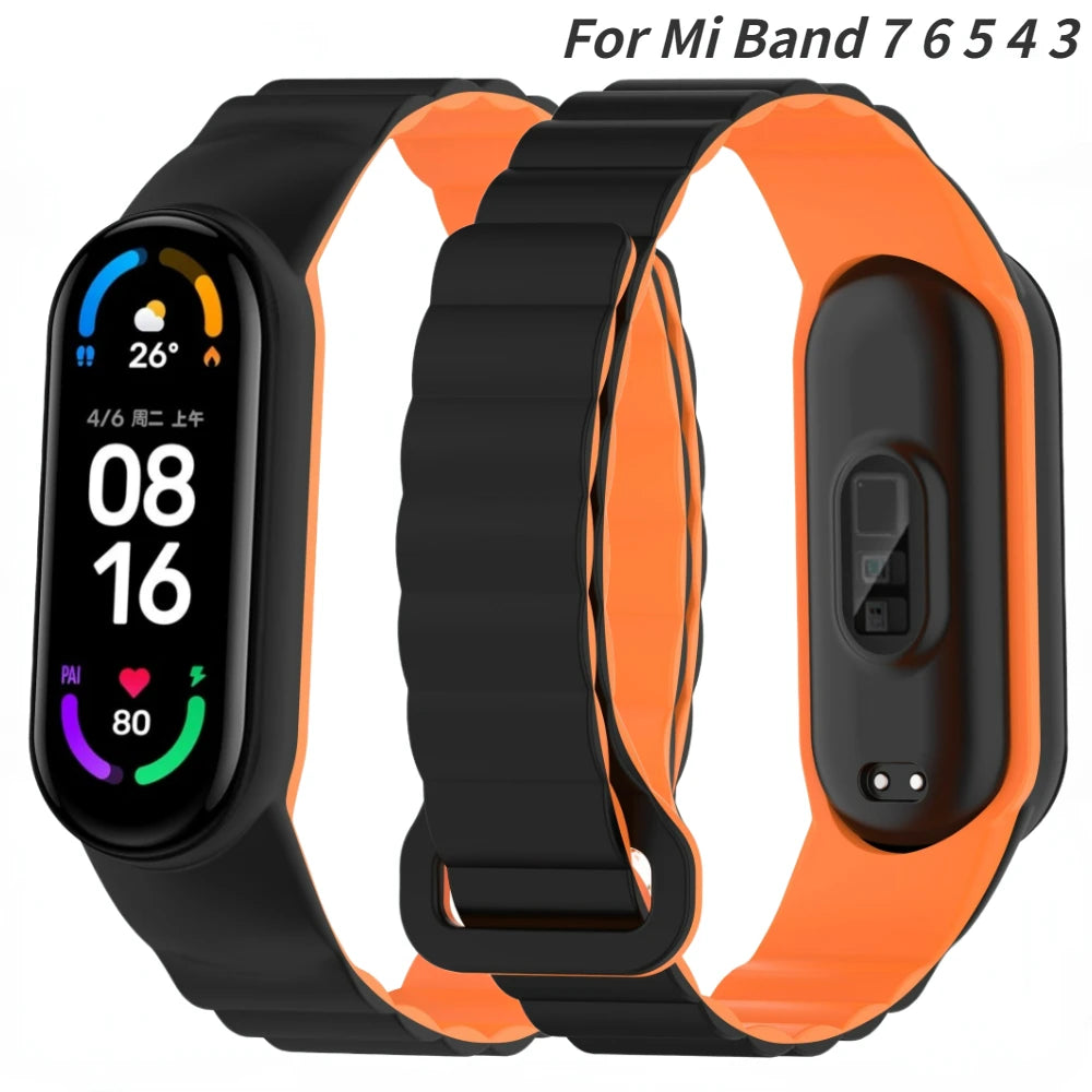 Magnetic silicone strap for Xiaomi Mi Band 8 7 6 5 4 Bracelet Wristband for Mi Band 7 Belt Mi Band 6 5 Strap Mi Band 7 4 3 Band