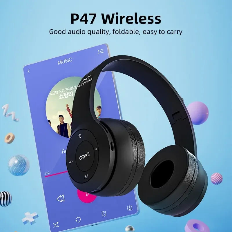 Stereo P47 Headset 5.0 Bluetooth Headset Folding Series Wireless Sports Game Headset for iPhone XiaoMi