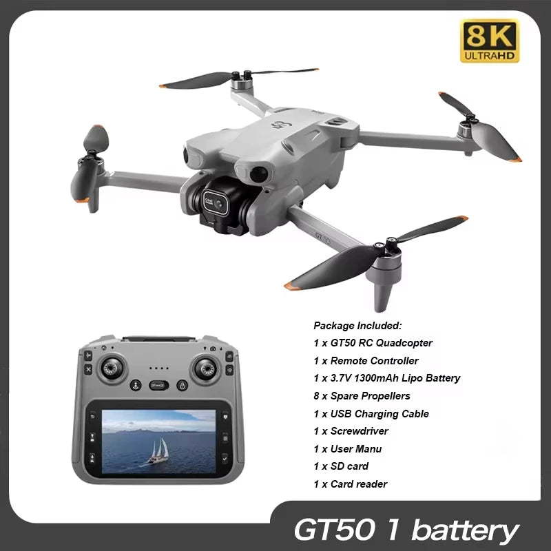 2026 8/6K FPV Dual Camera 3-Axis Gimbal 10KM GPS Obstacle Avoidance RC Quadcopter For Kids Gift New GT50 PRO Professional Drone