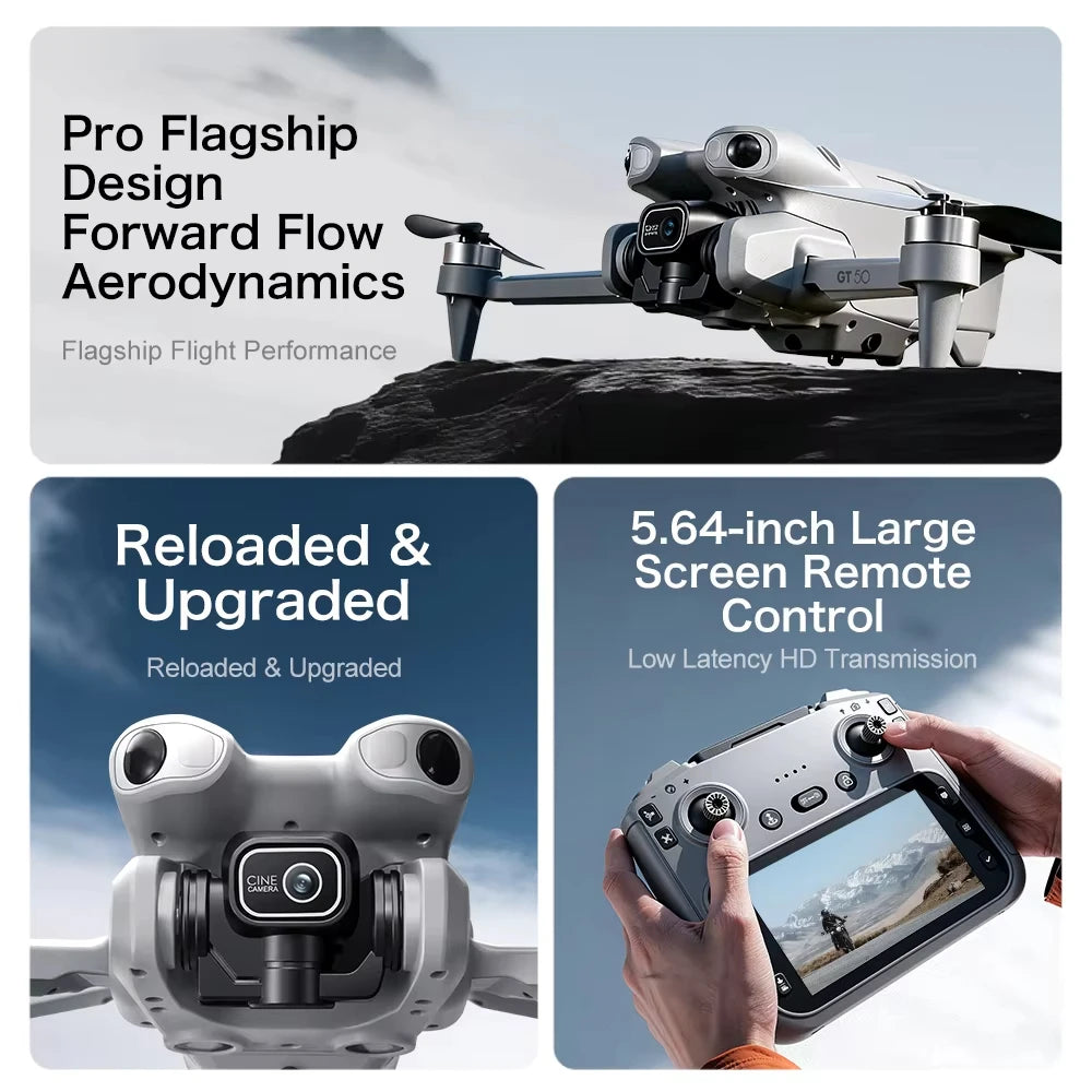 2026 8/6K FPV Dual Camera 3-Axis Gimbal 10KM GPS Obstacle Avoidance RC Quadcopter For Kids Gift New GT50 PRO Professional Drone